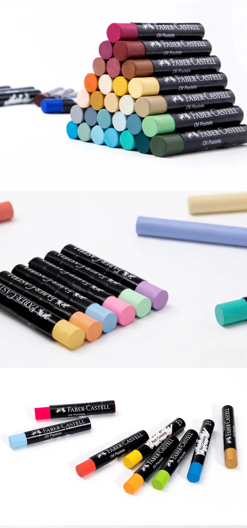 Faber-Castell Soft Oil Pastel Set 24/36/48 Vibrant Colors Creamy Texture Bullet Head Chalk for Artist Painting Drawing Beginners