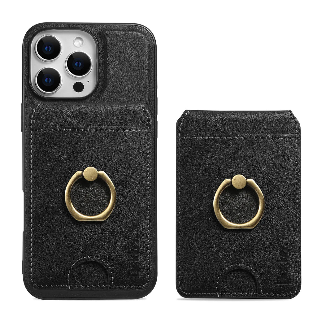 2 in 1 Detachable Vertical Cards Solt Ring Holder Wallet Leather Case For iPhone 16 Pro Max 15 Plus 14 13 12 Magnetic Bag Cover - Sun Studio