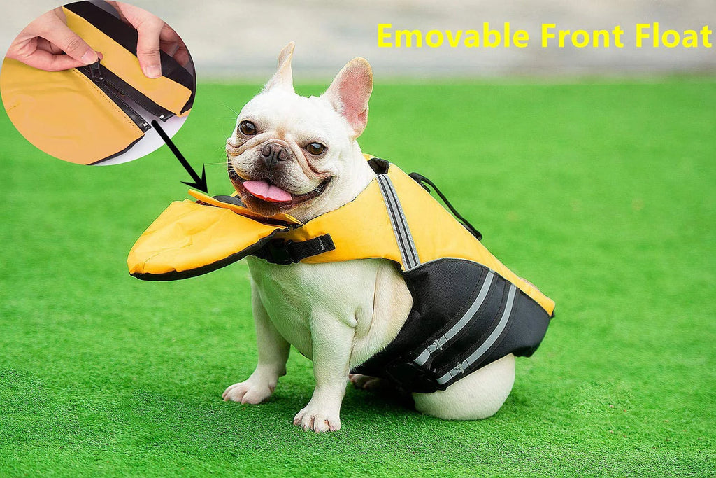 Reflective Dog Life Jacket Vest Removable Neck Float High Buoyancy Dogs Swimming Clothes, Pet Safety Swimsuit for Dog Cat - Sun Studio
