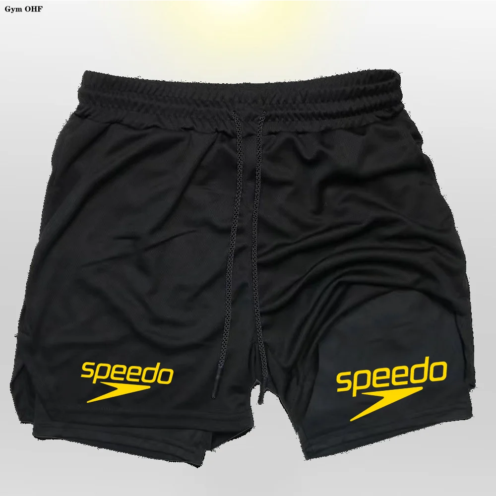 Fitness 2-in-1 training shorts, suitable for men, beach running quick-dry shorts, outdoor sports shorts, fitness basketball shor - Sun Studio