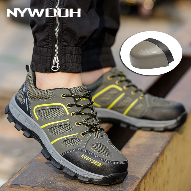 NYWOOH Male Steel Toe Safety Shoes Indestructible Construction Work Shoes Protection Footwear Breathable Hiking Boots For Men - Sun Studio