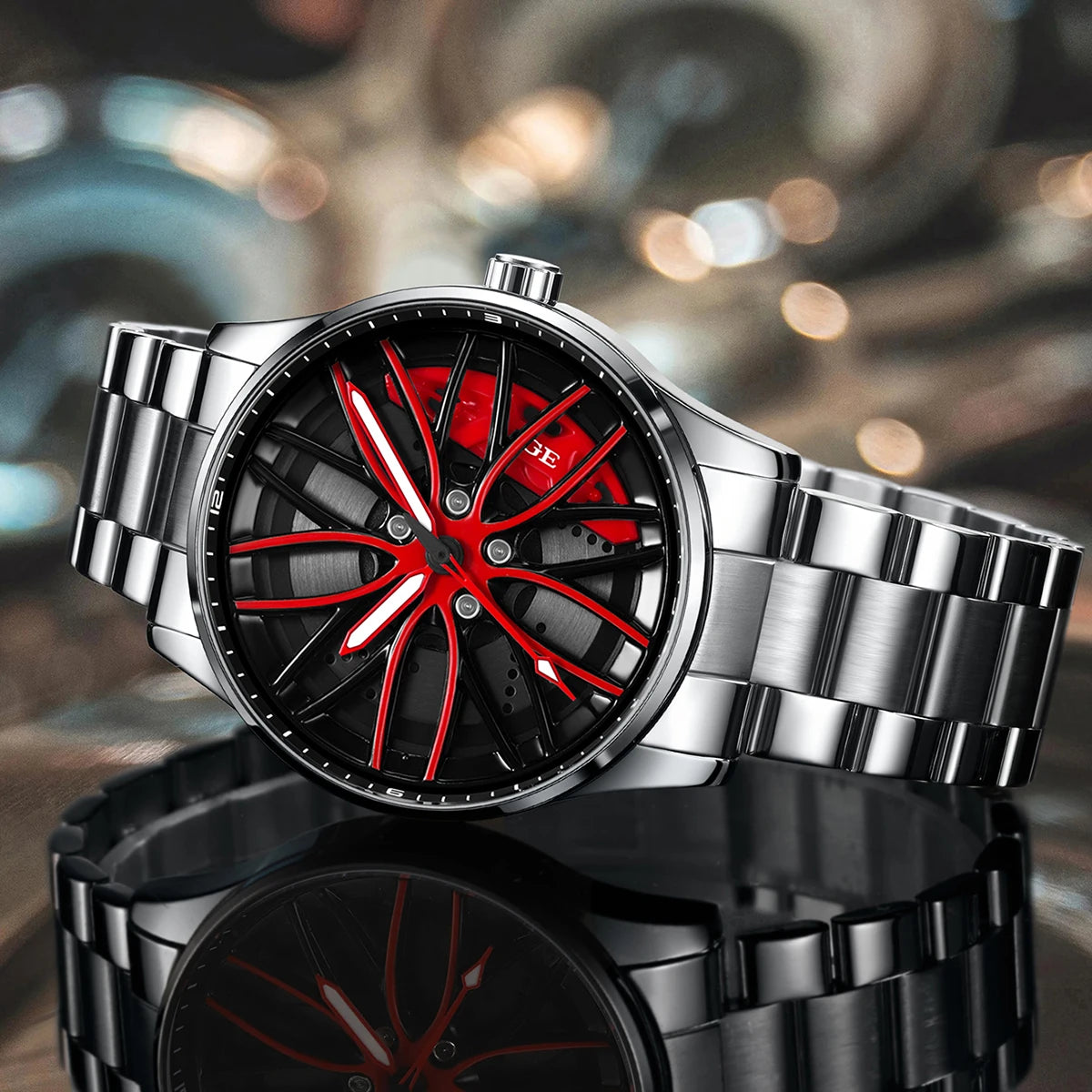 LIGE Men Watches Waterproof Rotary Sport Car Rim Man Luxury Watch Luminous Fashion Stainless Steel Quartz Men's Watches - Sun Studio
