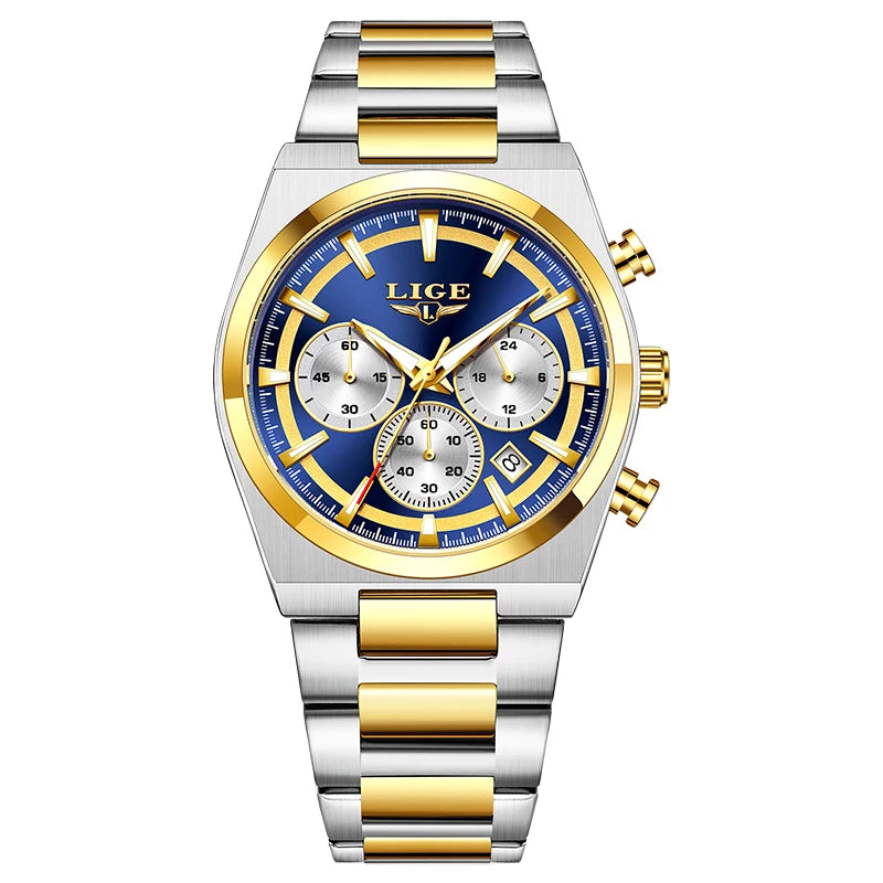 LIGE Top Luxury Man Quartz Watch Waterproof Luminous Date Chronograph Watches For Men Stainless Steel Fashion Men's Watch Reloj - Sun Studio