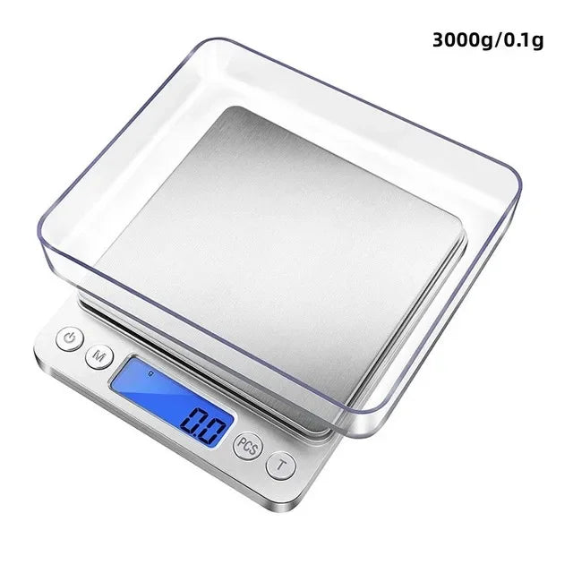 Digital Kitchen Scale Mini Pocket Stainless Steel Precision Jewelry Electronic Balance Weight Gold Gram 0.1/3000g Weigh Scales - Sun Studio