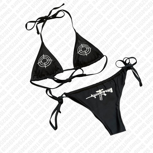 2000s Y2k Style Letter Print Bikini Punk Gothic Fashion Women Swimwear Set Sexy Thong Swimsuit Two Pieces Bathing Suit Emo Girls - Sun Studio