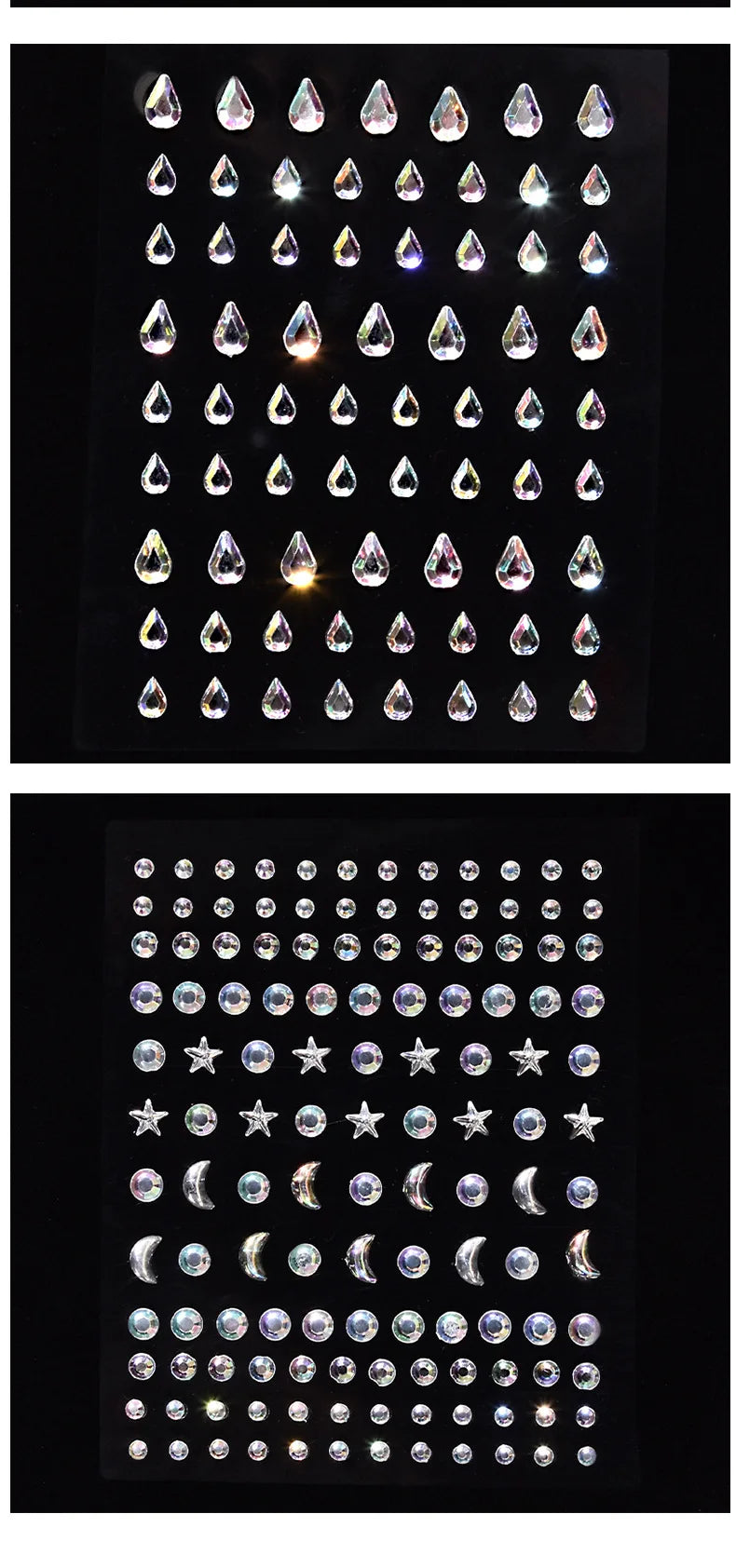 1 Pc Disposable Tattoo Stickers Face Jewelry Color Crystal Diamond DIY Eyes Face Body Waterproof Makeup Decorations Rhinestones - Sun Studio