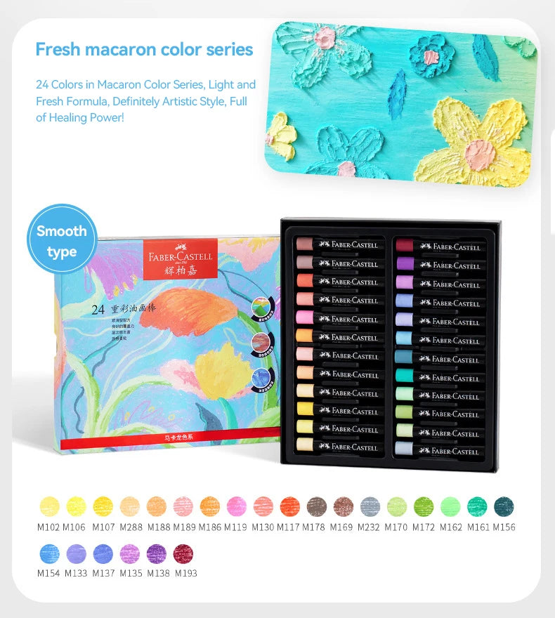 Faber-Castell Soft Oil Pastel Set 24/36/48 Vibrant Colors Creamy Texture Bullet Head Chalk for Artist Painting Drawing Beginners
