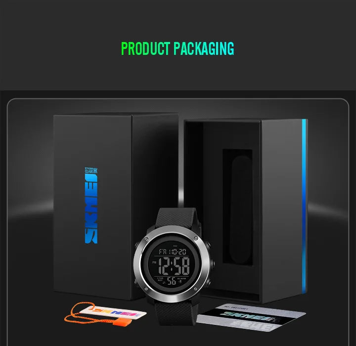 SKMEI Men Fashion Digital Watch Large Dial Alarm Clock Waterproof Watches Sport Outdoor Sports Men's Electronic Watch - Sun Studio