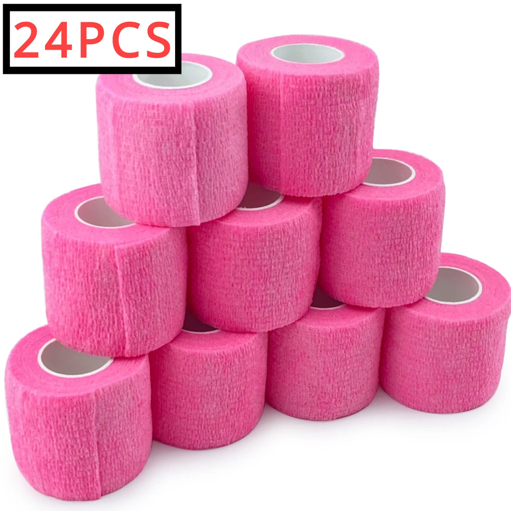 24/12/8/1pcs Bright Pink Tattoo Wrap Grip Cover, Tattoo Grip Bandage Wraps Tapes, Self Adhesive Bandage, Tattoo accessories - Sun Studio