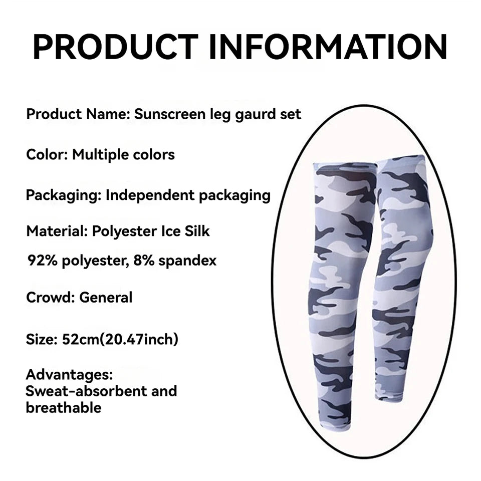 1Pair Summer Ice Thread Extended Leg Covers Thin And Breathable Knee Pads Silicone Anti-slip Sun Protection Leg Covers Cycling - Sun Studio