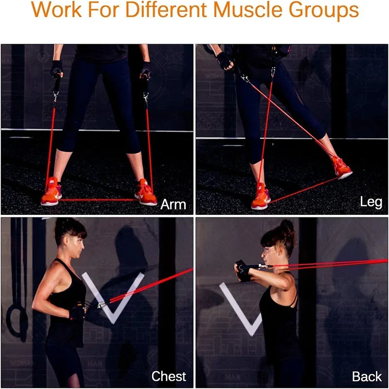 11pcs/Set Pull Rope, Resistance Bands, Portable Fitness Equipment, Ankle Strap, Chest Expander, Elastic Exercise Band - Sun Studio