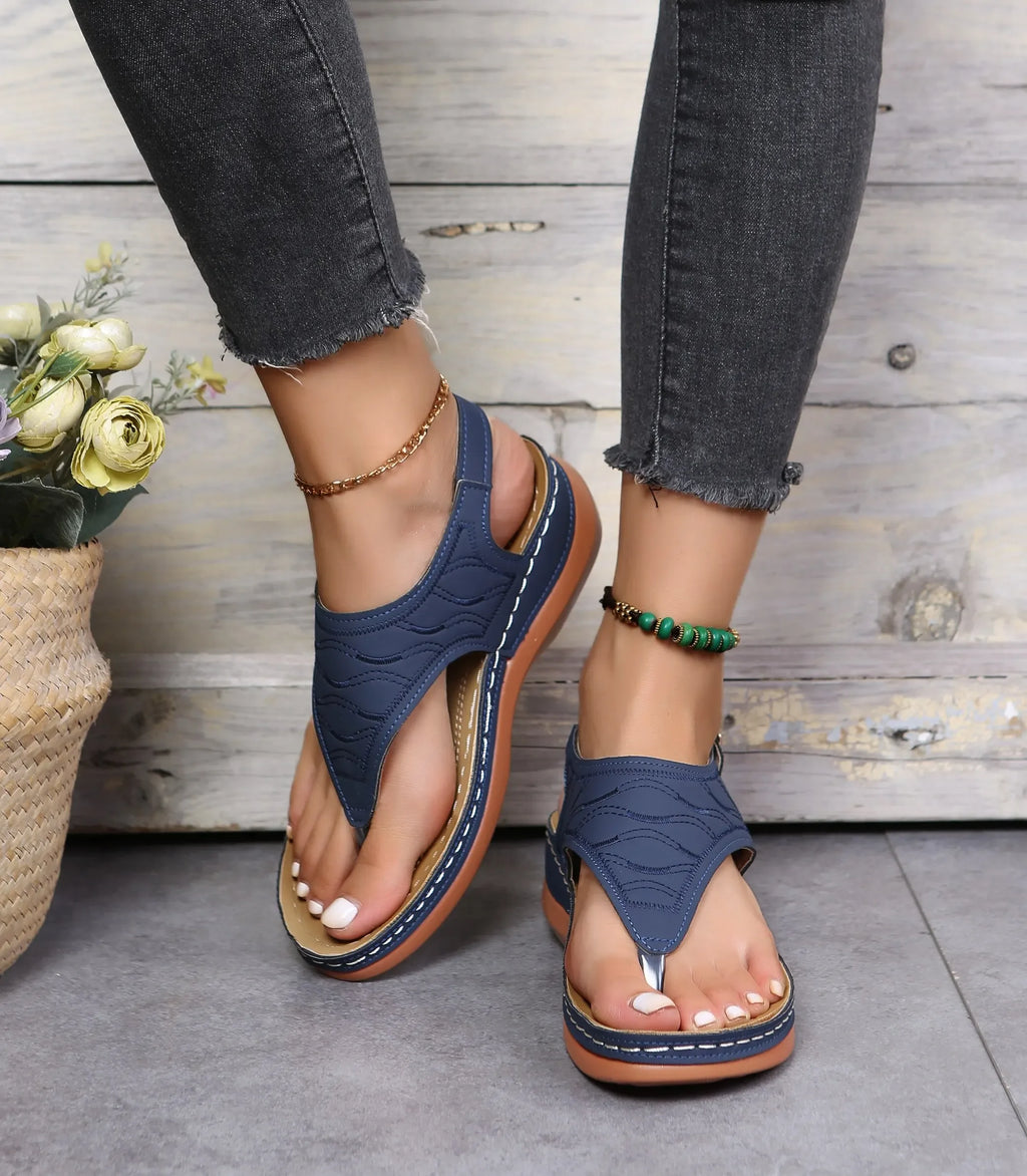 Women Summer Sandals Daily Outdoor Slope Heel Beach Roman Sandals Outdoor Anti-skid Open-toe Sandal for Girls Platform Shoes - Sun Studio