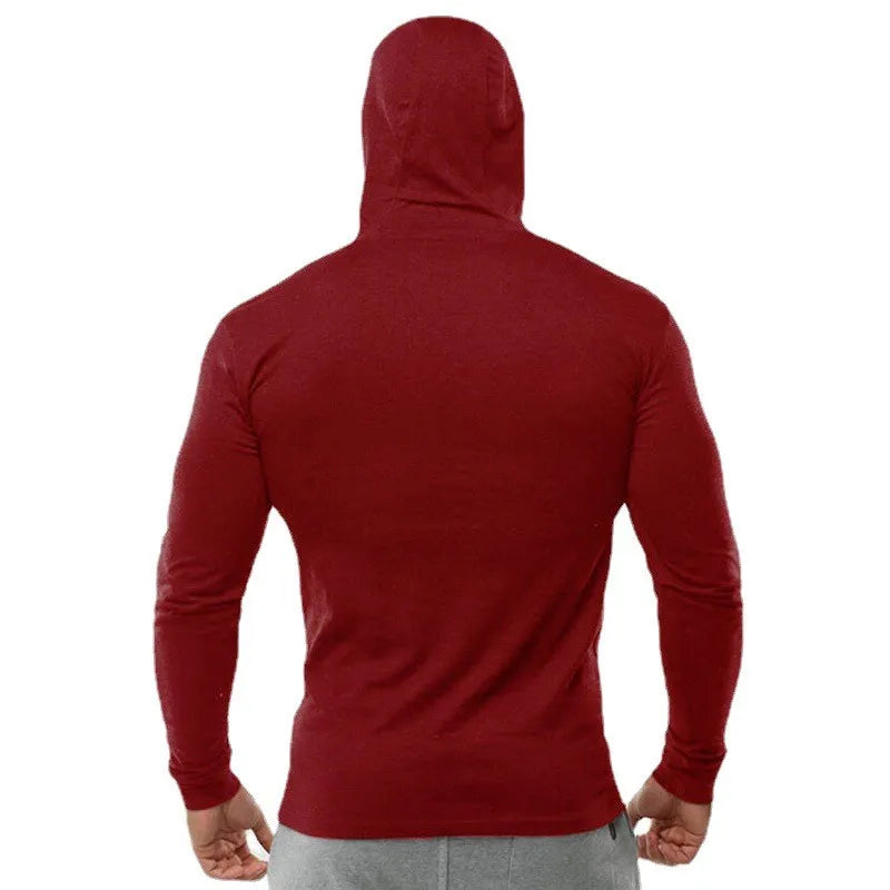 Gym Running Sport T-Shirts Mens Cotton Long Sleeve Hooded Clothing Fitness Bodybuilding Muscle Hoodies Workout Jogging Shirts - Sun Studio