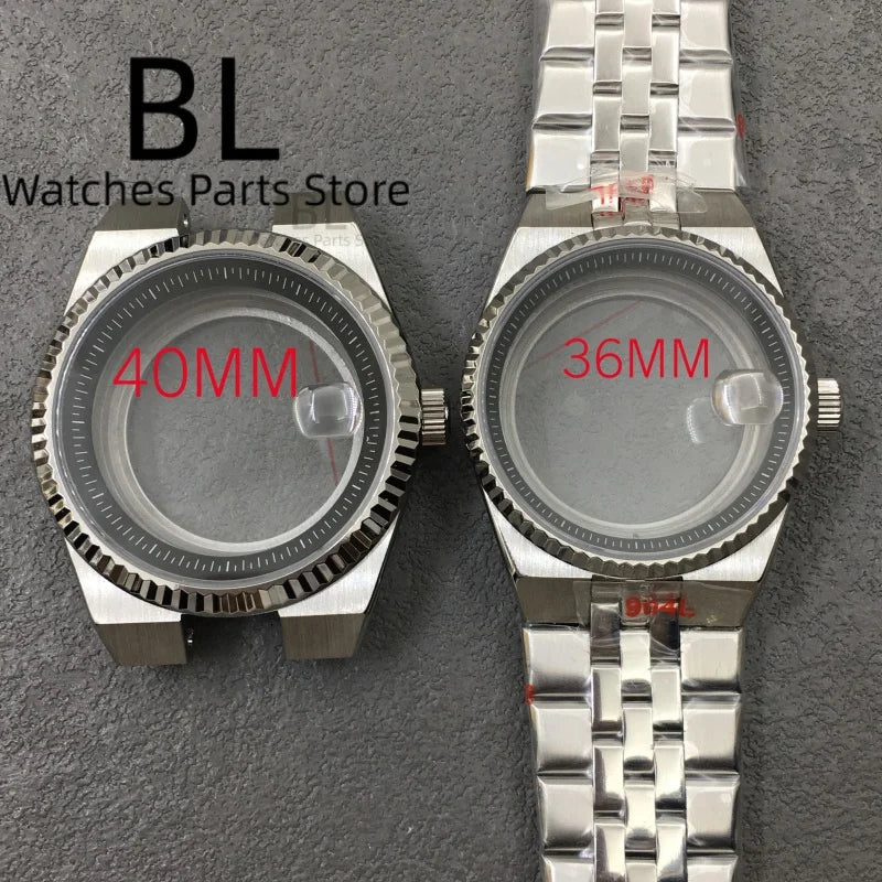 BLIGER 36mm40mm High Quality Silver BLand-DwelweMen's Watch Case For NH35 Movement Watch Parts Sapphire Glass 10BAR Watches Box - Sun Studio