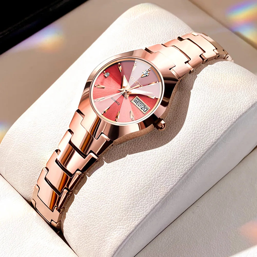 OLEVS Men's Watches Top Brand Luxury Original Quartz Wacth for Man Waterproof Tungsten Steel Case Strap Luminous Date Week Thin - Sun Studio