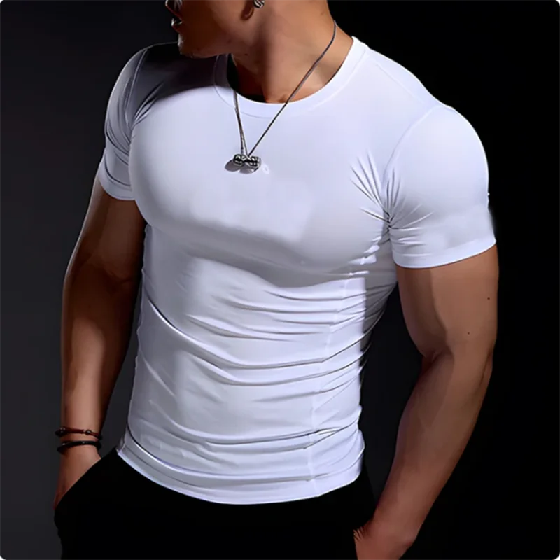 Fitness clothes men's outdoor sports quick drying short sleeved t-shirt training pro running stretch tight fitting clothes yoga - Sun Studio
