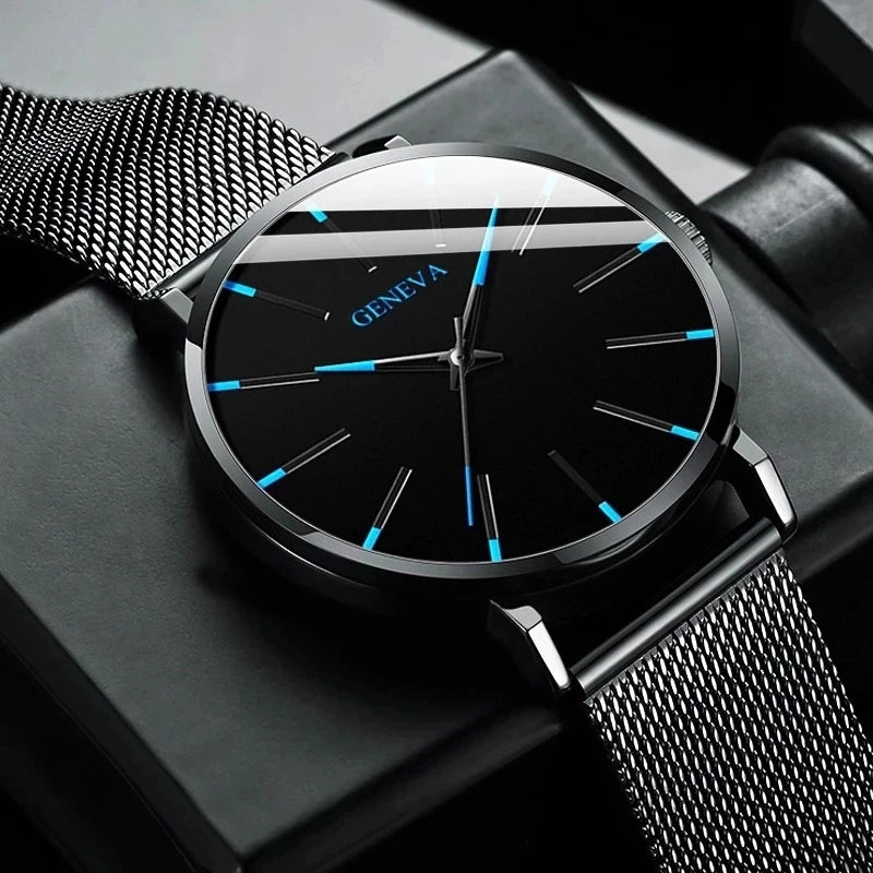 Minimalist Mens Fashion Ultra Thin Watches Simple Men Business Mesh Belt Quartz Wrist Watch Relogio Masculino - Sun Studio