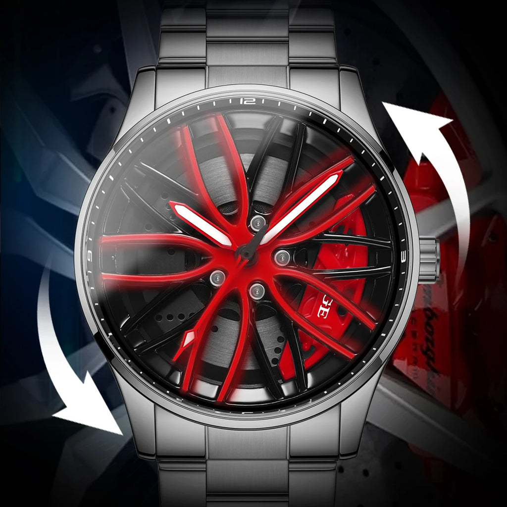 LIGE Men Watches Waterproof Rotary Sport Car Rim Man Luxury Watch Luminous Fashion Stainless Steel Quartz Men's Watches - Sun Studio