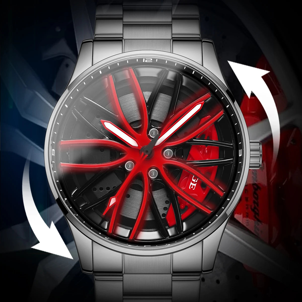 LIGE Men Watches Waterproof Rotary Sport Car Rim Man Luxury Watch Luminous Fashion Stainless Steel Quartz Men's Watches - Sun Studio