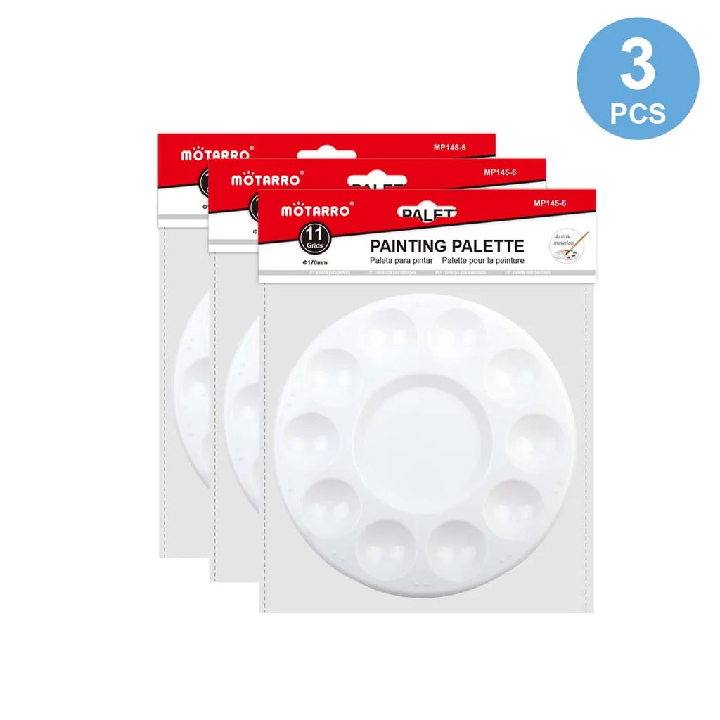 MOTARRO 1/3/12Pcs Round Plastic Palette Art Alternatives Paint Tray Artist Watercolor Plastic Palette Supply White Pigment Tray - Sun Studio