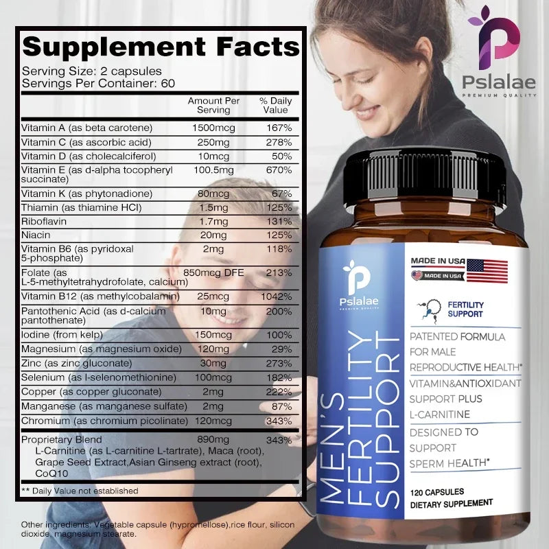Male Fertility Supplements | Count & Motility Support | Fertility Support Includes L-Carnitine, Zinc & Folic Acid - Sun Studio