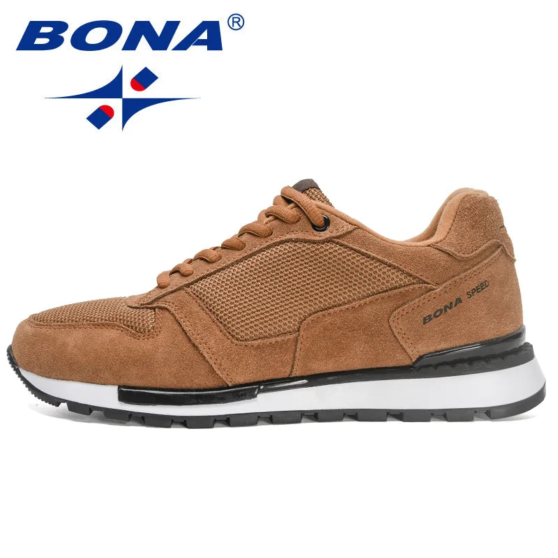 BONA 2022 New Designers Suede Casual Shoes Men Sneakers Outdoor Walking Shoes Man Comfortable Shoes Walking Footwear Mansculino - Sun Studio