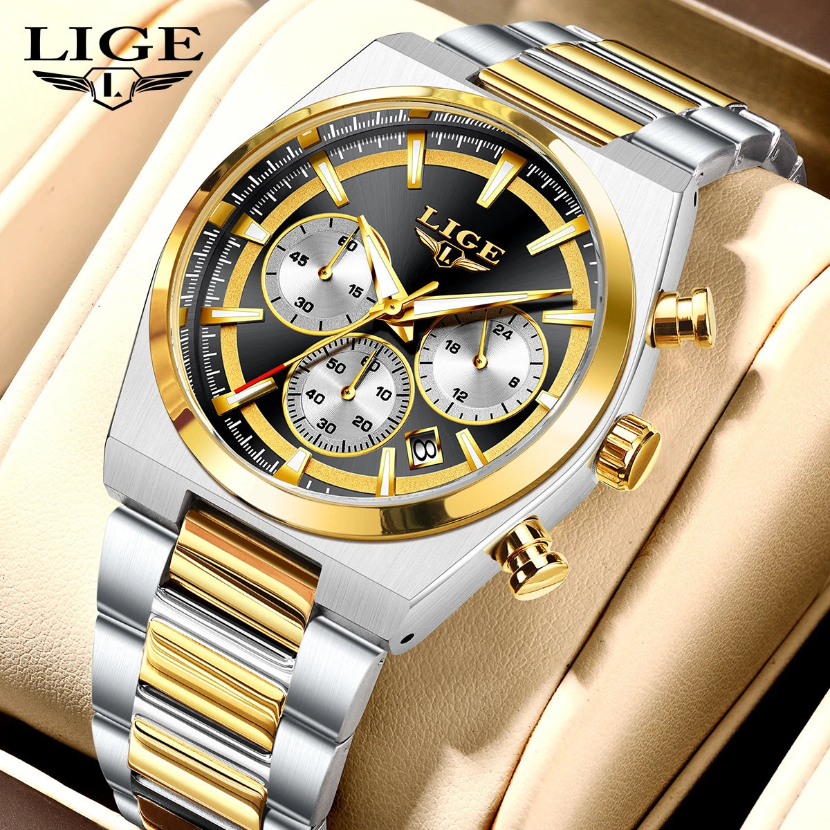 LIGE Top Luxury Man Quartz Watch Waterproof Luminous Date Chronograph Watches For Men Stainless Steel Fashion Men's Watch Reloj - Sun Studio