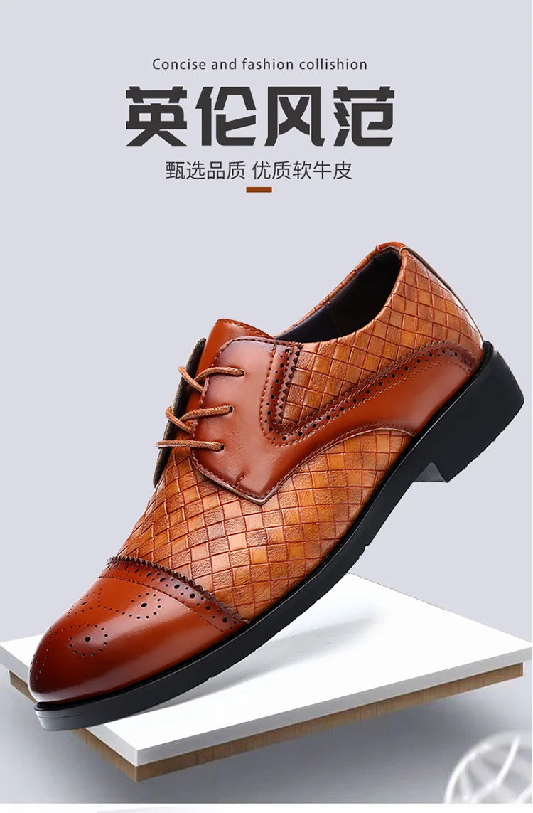 Genuine Leather Mens Dress Shoes Black Formal Social Shoe Male Business Wedding Derby for Man Luxury Italian Work Oxford Loafers - Sun Studio