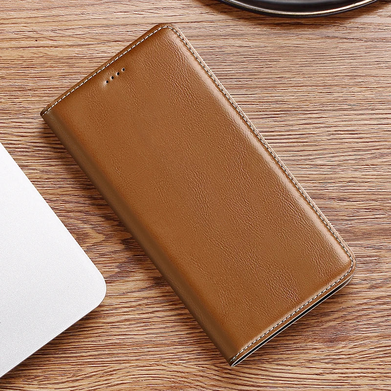 Magnetic Genuine Leather Skin Flip Wallet Book Phone Case Cover On For Infinix Hot Note 30 40 50 50i 60 Pro Plus 4G 5G Note60 - Sun Studio