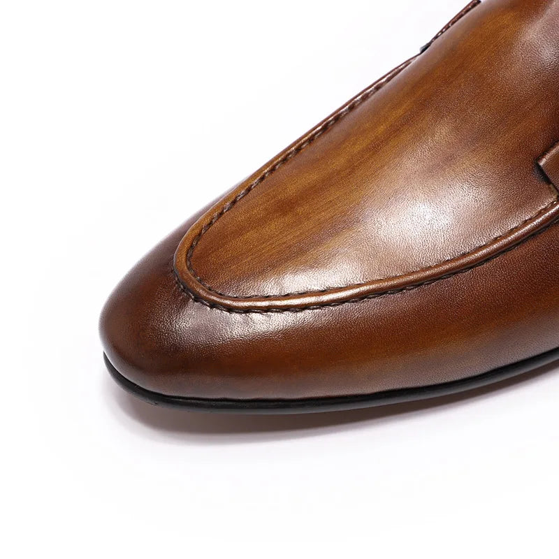 YETTIES Designer Fashion Mens Loafers Leather Handmade Black Brown Casual Business Dress Shoes Party Wedding Men's Footwear - Sun Studio
