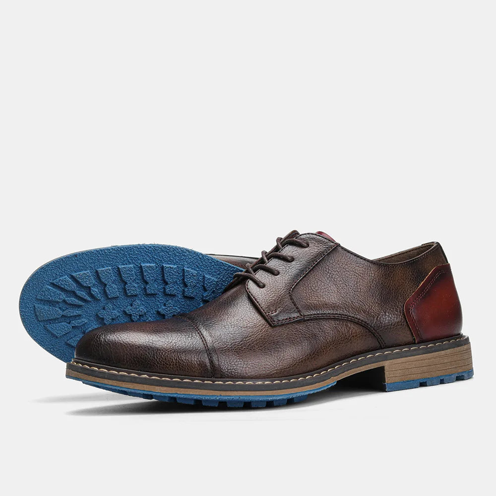 Business Men's Leather Shoes European American Casual Man Leather Shoe Retro Trend Men's Shoes Large Size Leather Shoes for Men - Sun Studio