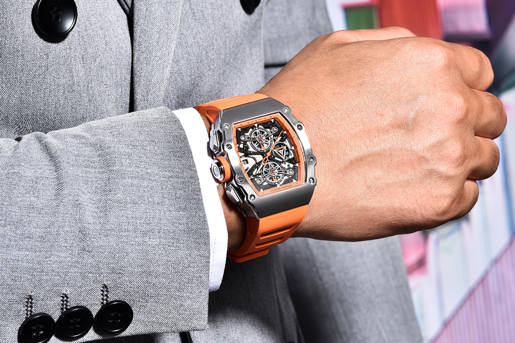 PAGANI DESING Men's Quartz Watches Skeleton Dial 100M Waterproof Sport Rectangle Sapphire glass Watch for Men - Sun Studio