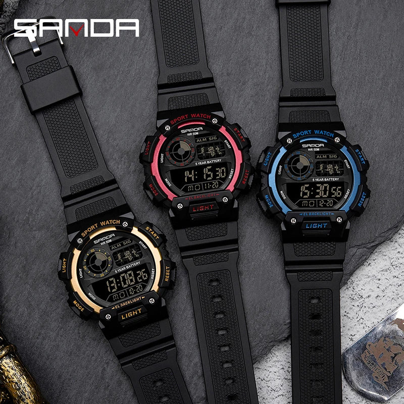 SANDA Top Brand Classical Style Men Digital Watch Military Sports Watches Fashion Waterproof Electronic Wristwatch Shockproof - Sun Studio