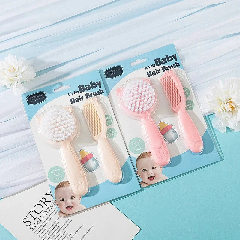 2pcs Set Baby Care Comb Anti-scratch Boy Girl Hairbrush Kids Combs Newborn Hair Brush Infant Comb Head Massager - Sun Studio
