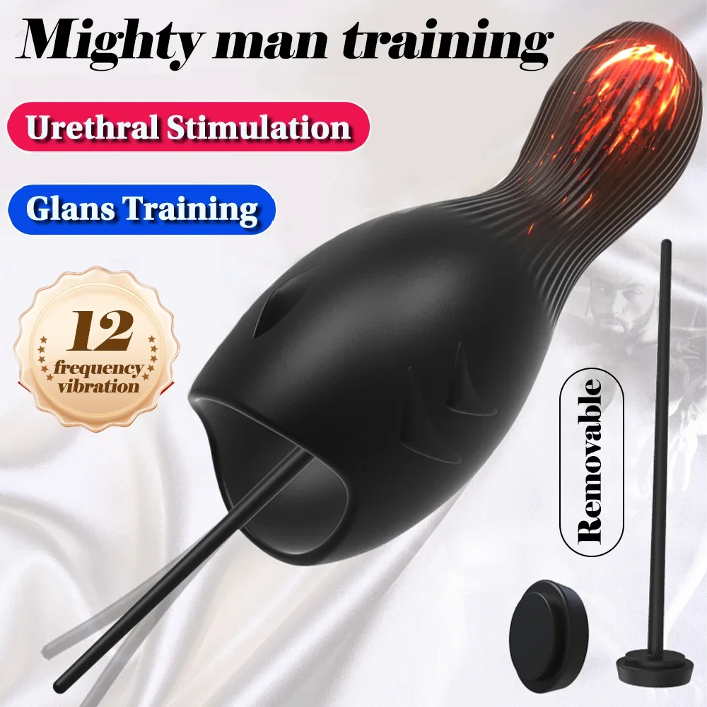 Male Masturbator Urethral Vibrator Glans Stimulator Massager Penis Trainer Penetration Urethral Wrap Mens Portable Pocket Pussy - Sun Studio