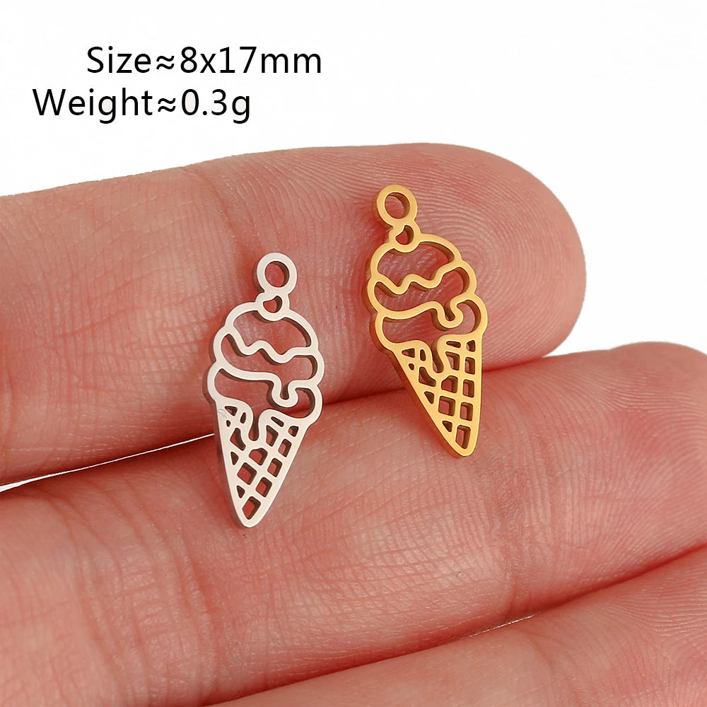 5Pcs Summer Hat/Lip Kiss/Swimsuit/Airplane Travel Charm  Stainless Steel Jewelry Making Craft DIY Bracelets Necklace Accessories - Sun Studio