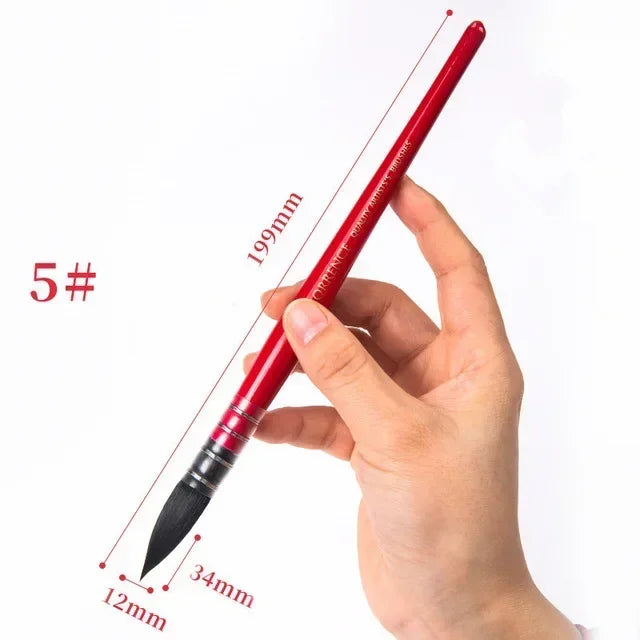 Squirrel Hair Watercolor Brush, Artist Painting Brush Red Pointed Painting Brush Children's Painting Supplies Watercolor Brush - Sun Studio
