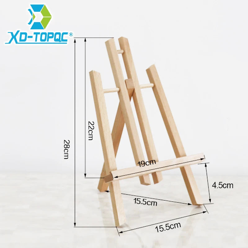 1pc Wooden Trapezoidal Small Easel, Foldable Display Bracket On The Desktop, Painting Party Easel, Used For Painting Art Display - Sun Studio