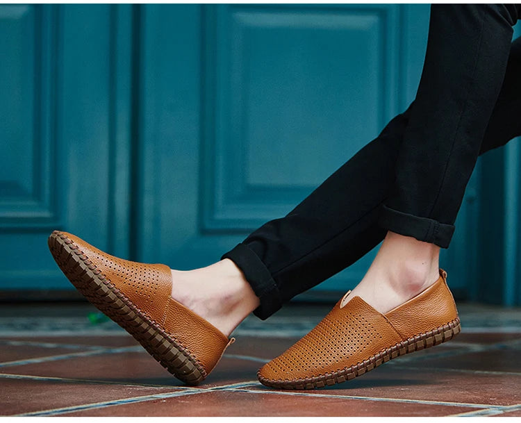 JINTOHO Big Size Men Genuine Leather Shoes Slip On Black Shoes Real Leather Loafers Mens Moccasins Shoes Italian Designer Shoes - Sun Studio