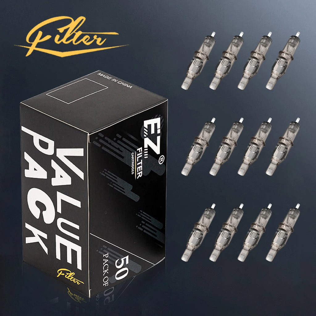 50Pcs Assorted FILTER Tattoo Cartridge Needles Mixed #10 #12 RL RS M1C M1 for Rotary Cartridge Tattoo Machine Pen Tattoo Girps - Sun Studio