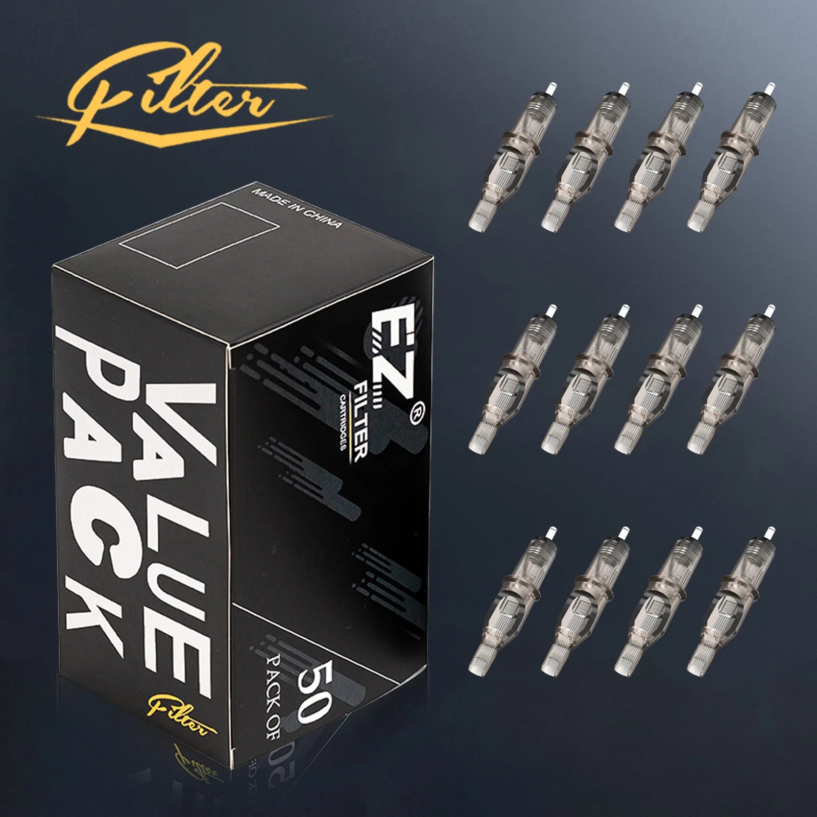50Pcs Assorted FILTER Tattoo Cartridge Needles Mixed #10 #12 RL RS M1C M1 for Rotary Cartridge Tattoo Machine Pen Tattoo Girps - Sun Studio