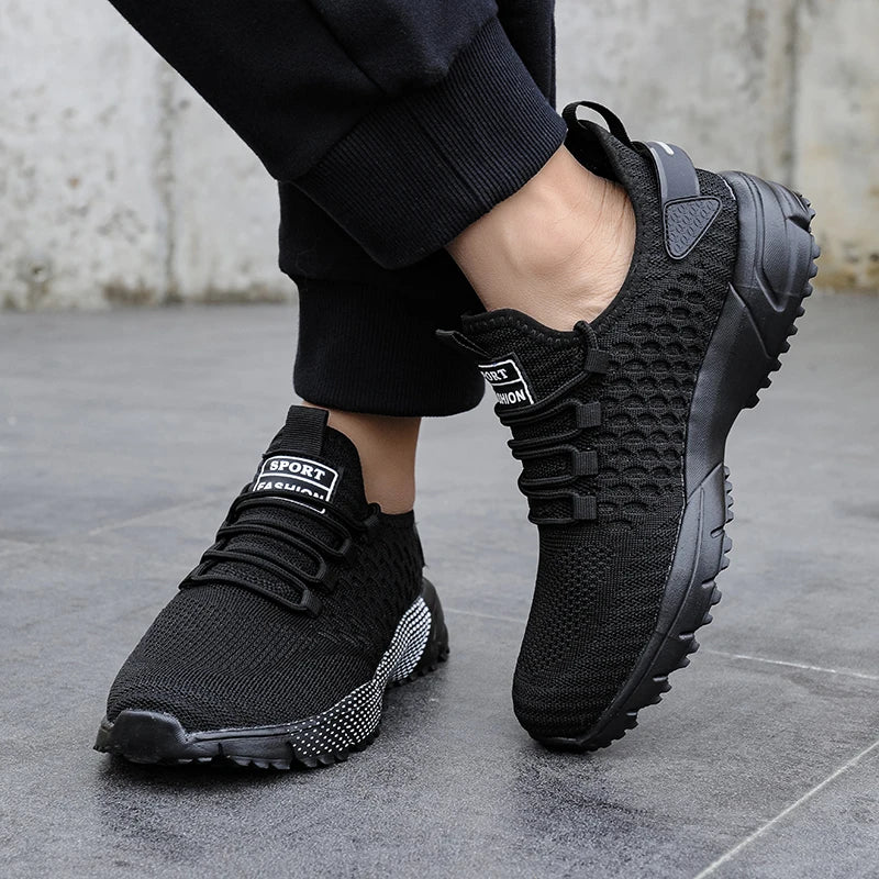 Sports Shoes for Men Breathable Mesh for Summer Youth Running Sports Leisure Flat Bottomed Fashionable Casual Lace Up Sneakers - Sun Studio