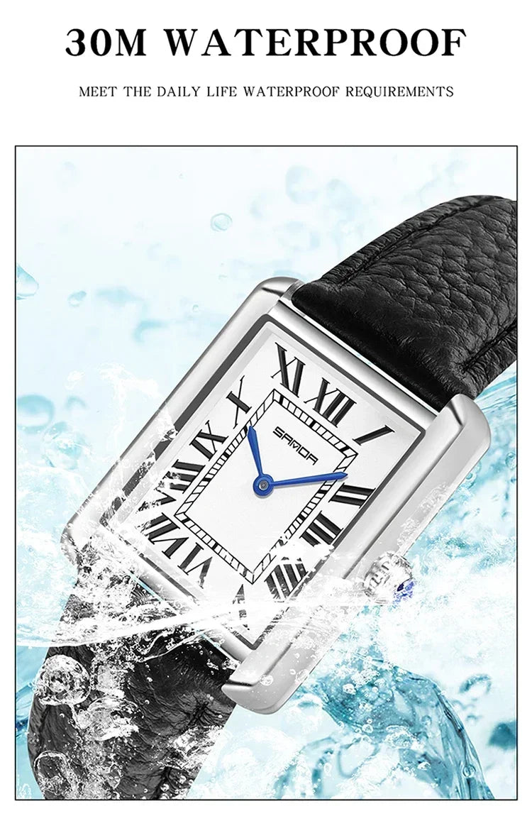 SANDA 9031/1108 Luxury Couple Quartz Watches for Men & Women, Waterproof Sport Casual Watch, Scratch Resistant Leather Strap - Sun Studio
