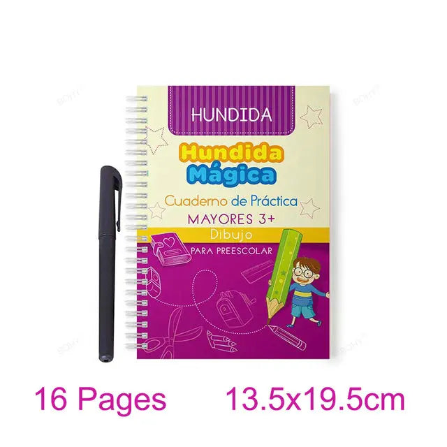 Free Shipping Reusable Montessori Toys French English Spanish Copybooks Pen Writing Sticker Magic Copybook for Calligraphy - Sun Studio