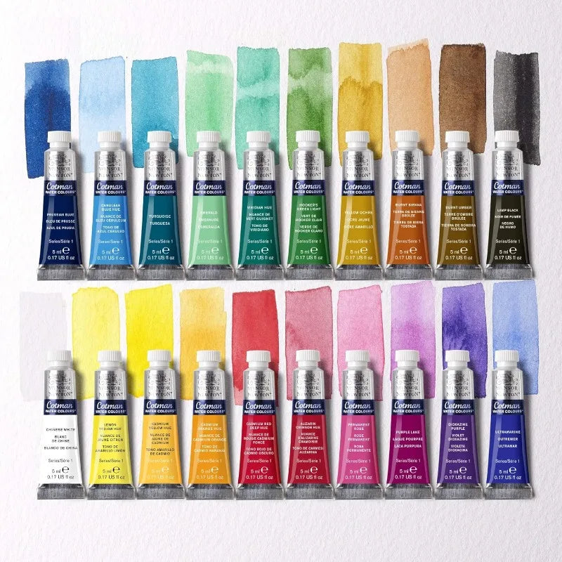 Winsor & Newton Cotman Watercolor Paint Tubes Set - 5ml Tubes (10 or 20 Colors) for Artists, Beginners & Sketching - Sun Studio
