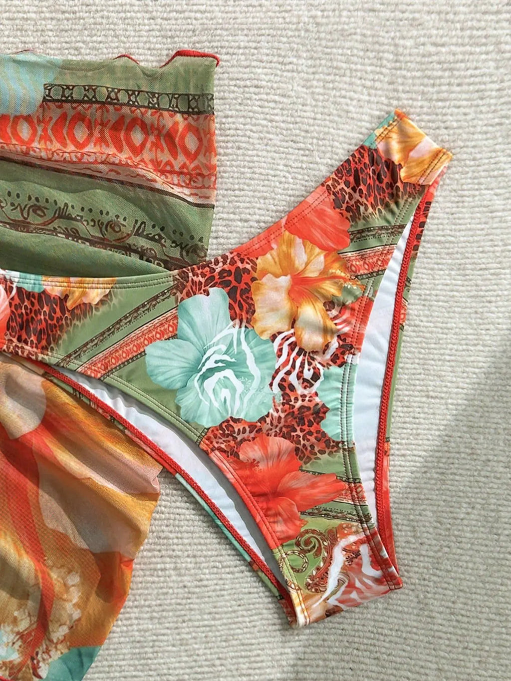 Sexy Skirt 3 Piece Bikinis Sets 2026 Women Orange Floral Tiger Print Push Up High Waist Swimsuit Bathing Suit Swimwear Biquini - Sun Studio