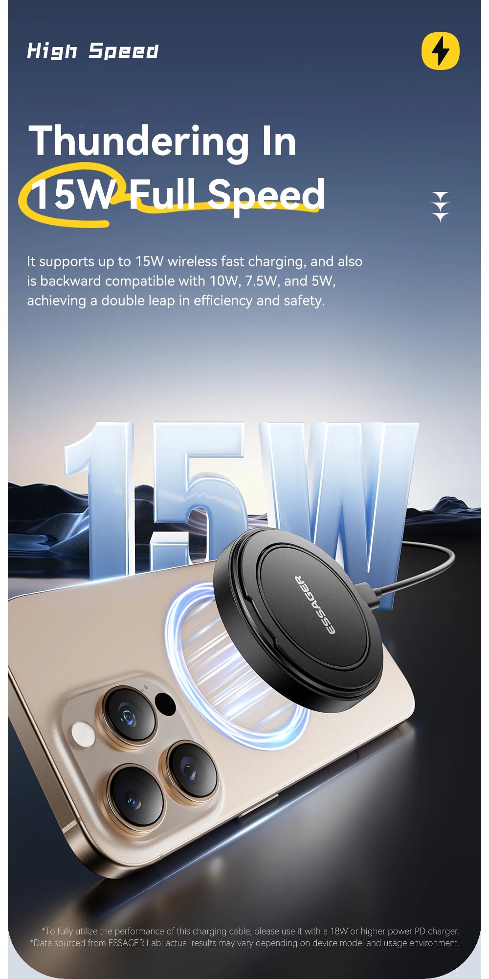 Essager Magnetic Wireless Charger With Holder 15W Fast Charging For iPhone16 15 14 13Pro Max Airpods Mini Wireless Phone Charger - Sun Studio