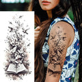 1 Sheet Beautiful Turtle With Flowers Temporary Tattoos Elephant Lion Tatoos Waterproof Realistic Animals Fake Tattoos Stickers - Sun Studio