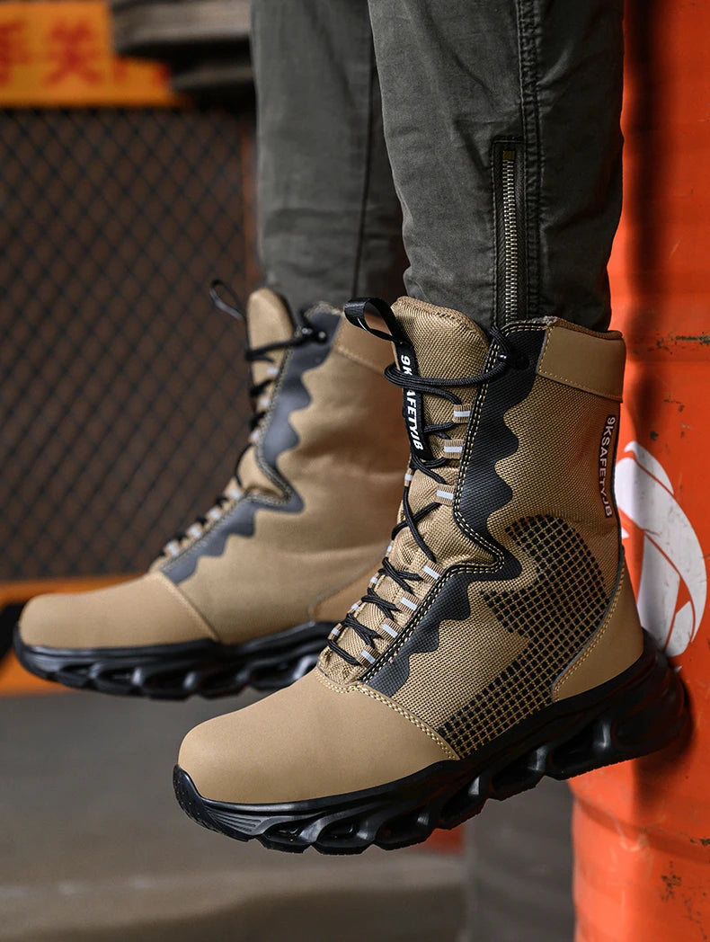 New Fashion 2024 Men Boots Safety Shoes Security Steel Toe Cap Military Boots Working Steel Toe Anti-Smashing Men's Work Boots - Sun Studio