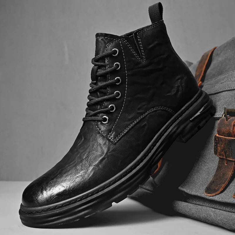 British Style Men's Interview Formal Boots High-end Business Short Boots Men's Winter Ankle Boots Trend High Top Shoes - Sun Studio